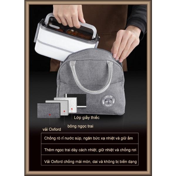 Hộp cơm 3 ngăn 2 tầng inox 304 SUS thép không gỉ