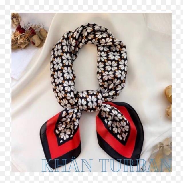 Khăn turban lụa vuông cao cấp choàng cổ size 70x70cm thanh lịch đa năng dùng làm áo yếm in hình hoa