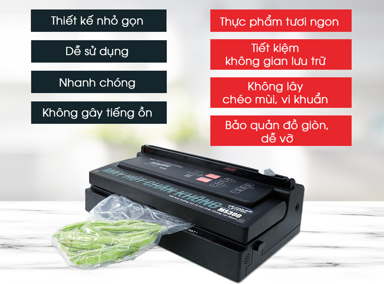 Máy hút chân không mini NEWSUN MS300 thổi khí hàn miệng túi cắt tui đa năng - Hàng chính hãng