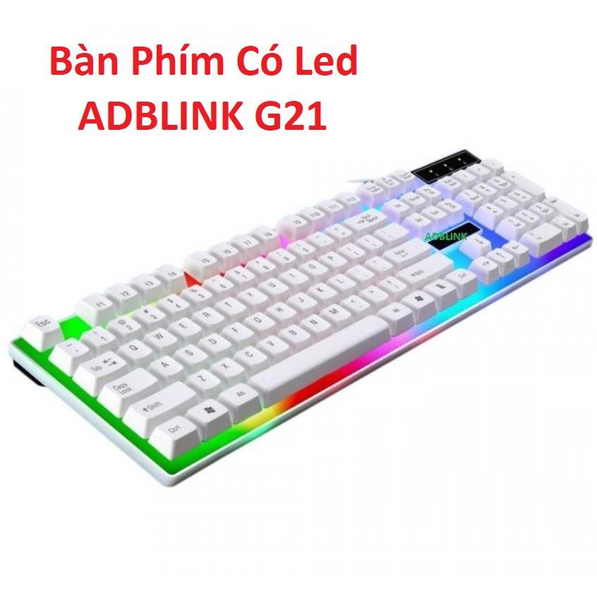 Bộ Bàn Phím kèm Chuột G21 ADBLink Có LED Giả Cơ , Chơi Game ( Màu Trắng ) - Hàng Chính Hãng