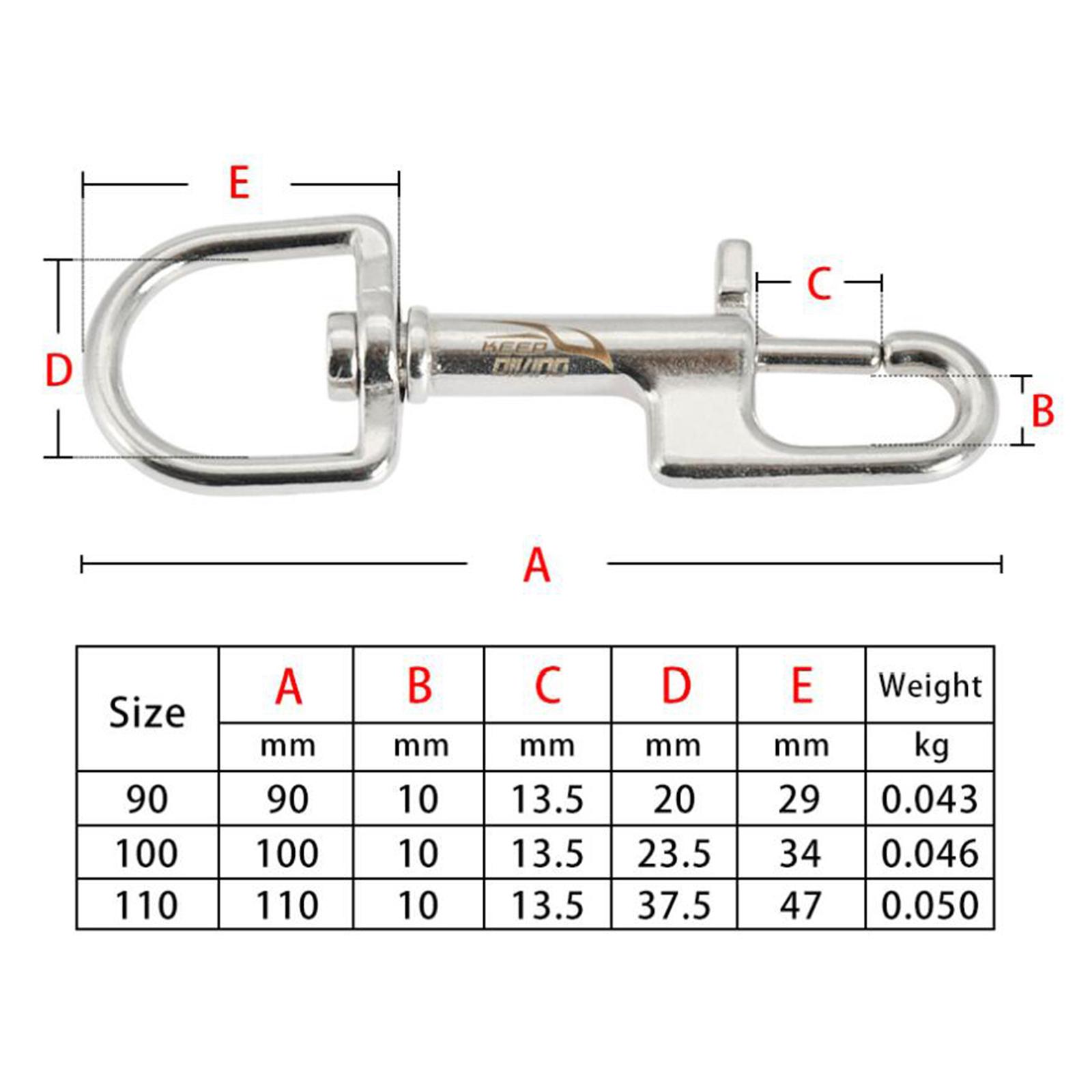 3xStainless Steel Swivel  Snap Hook Clip Scuba Diving 12.2cm Double Ended