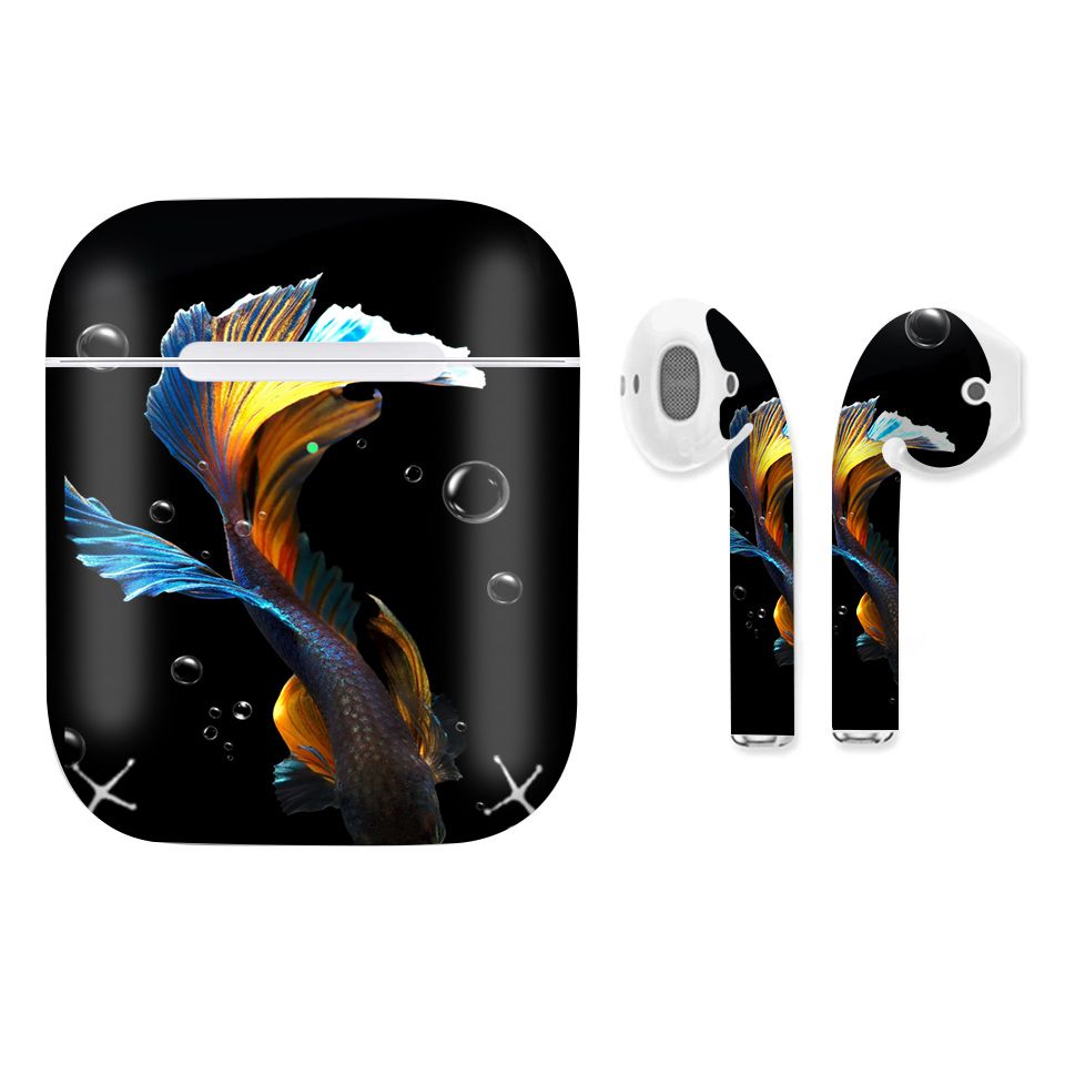 Miếng dán skin chống bẩn cho tai nghe AirPods in hình Cá chọi betta - bet004 (bản không dây 1 và 2