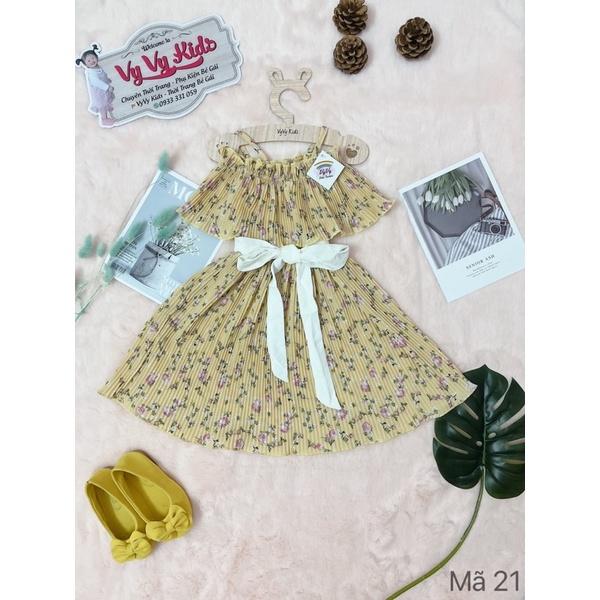 Đầm bé gái, váy bé gái hoa bẹt vai thời trang VyVy Kids Fashion
