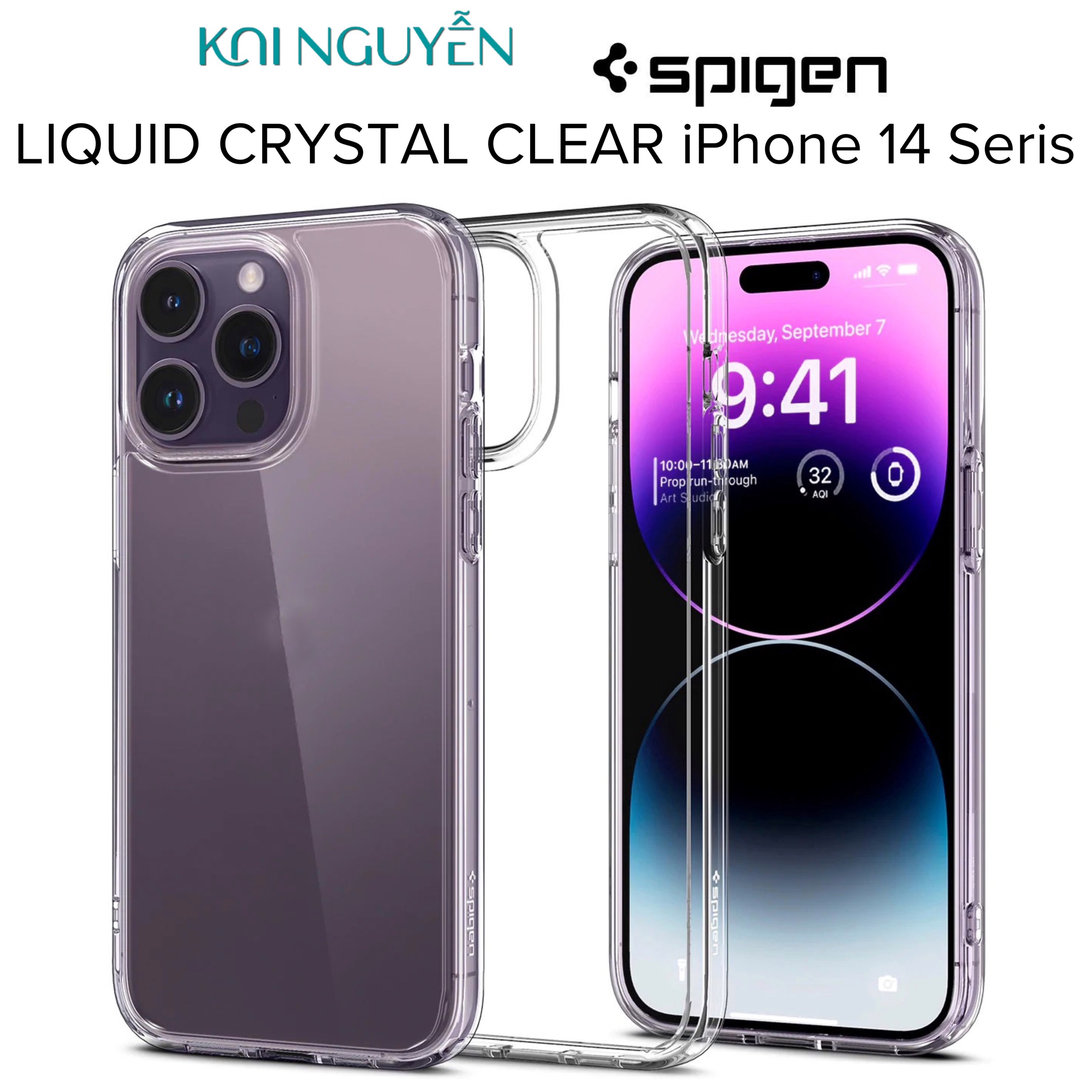 Ốp Lưng Spigen LIQUID CRYSTAL CLEAR Dành Cho iPhone 14 ProMax / 14 Pro / 14 Plus / 14 - Hàng Chính Hãng