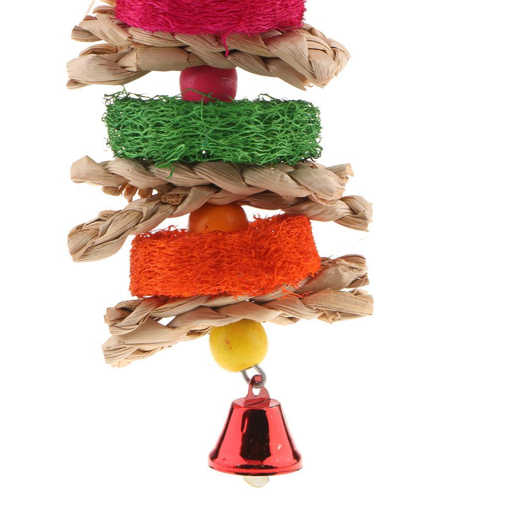 Pet Bites Parrot Climb Chew Toys Bell Swing Cage Hanging Cockatiel Parakeet