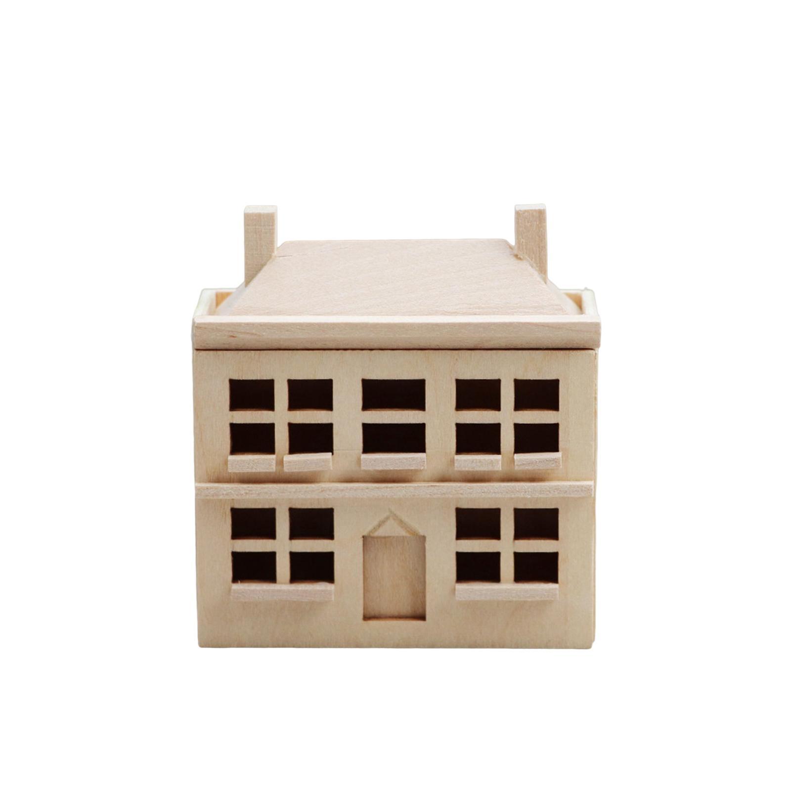 1/12 Dollhouse Villa House Handcraft Unpainted Miniature for Dolls House Decoration Accessory Child Doll Furniture Creative Toy