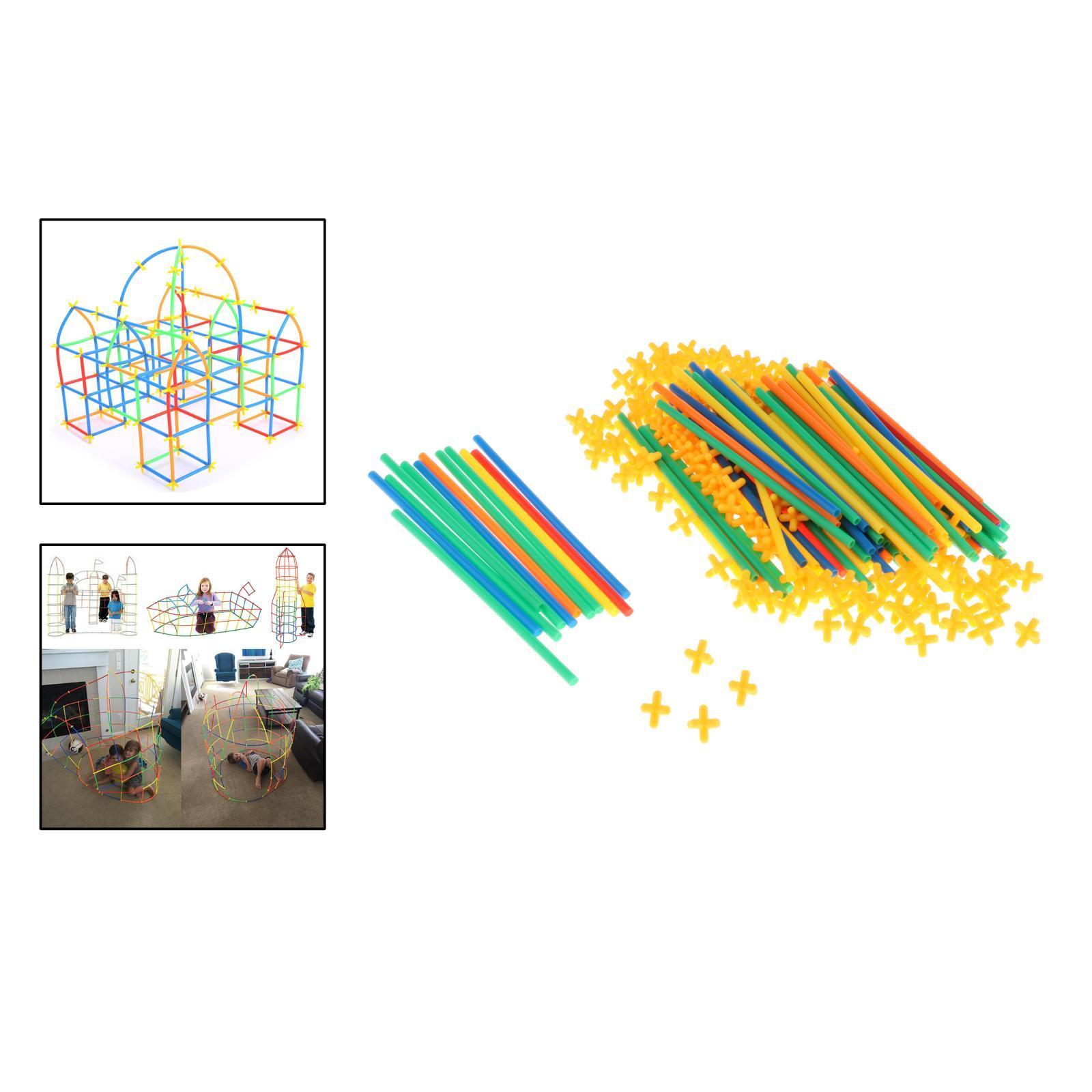 Straw Constructor Kit Fort Toy Block Joint Kids Gift for Boys Girls 200pcs