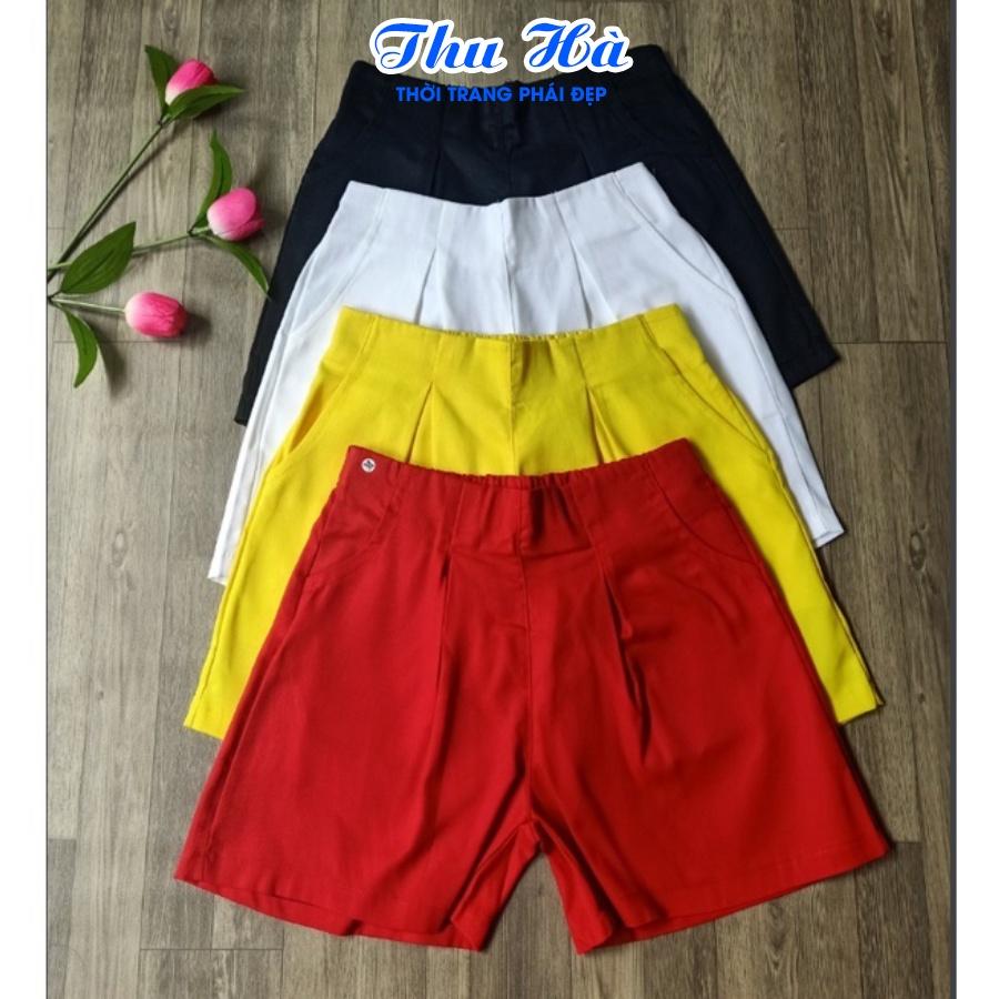Quần short nữ cạp cao Thu Hà quần đùi kaki bền mát, thiết kế trẻ trung năng động QKH.48
