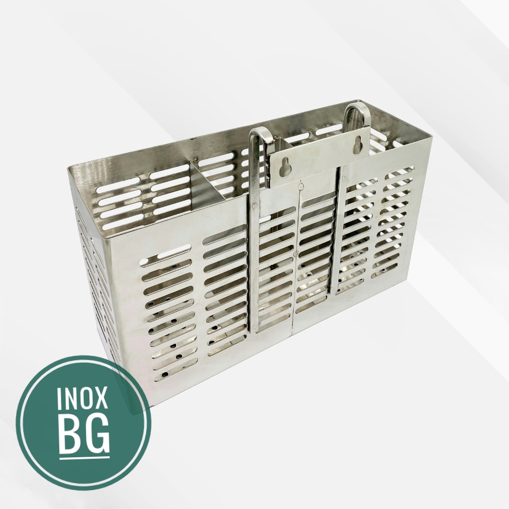 Ống đựng đũa, muỗng, thìa... 3 ngăn bằng inox 304 cao cấp
