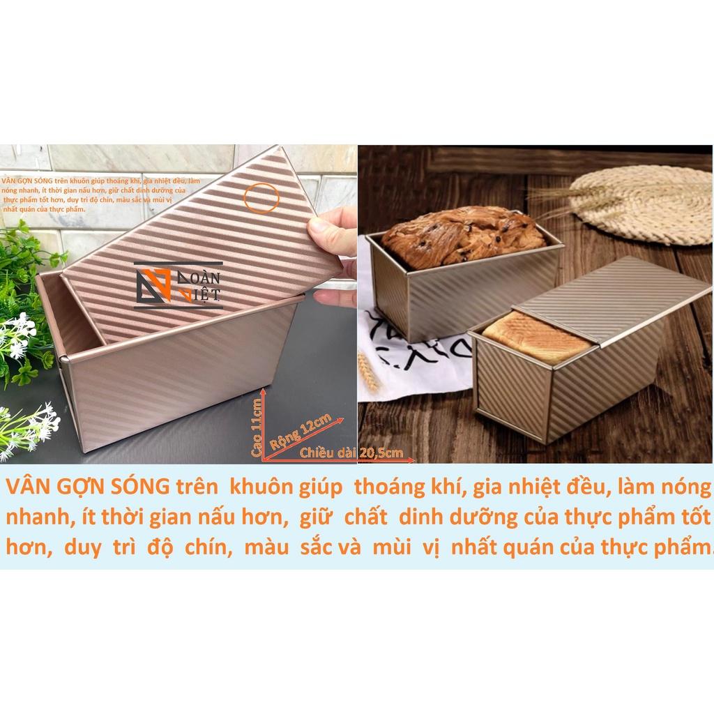 BÁNH MÌ SANDWICH vân GỢN SÓNG mẫu mới SIÊU ĐẸP CAO CẤP. Khuôn bánh mì gối Thép CARBON chống dính màu VÀNG SANG TRỌNG