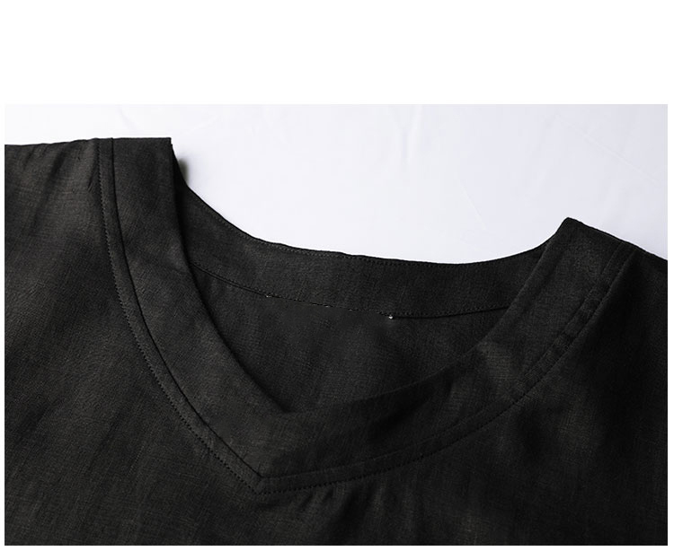 Đầm linen dáng suông cổ tim tay ngắn, kefm đai eo có túi sườn mẫu mới Đũi Việt Dv196