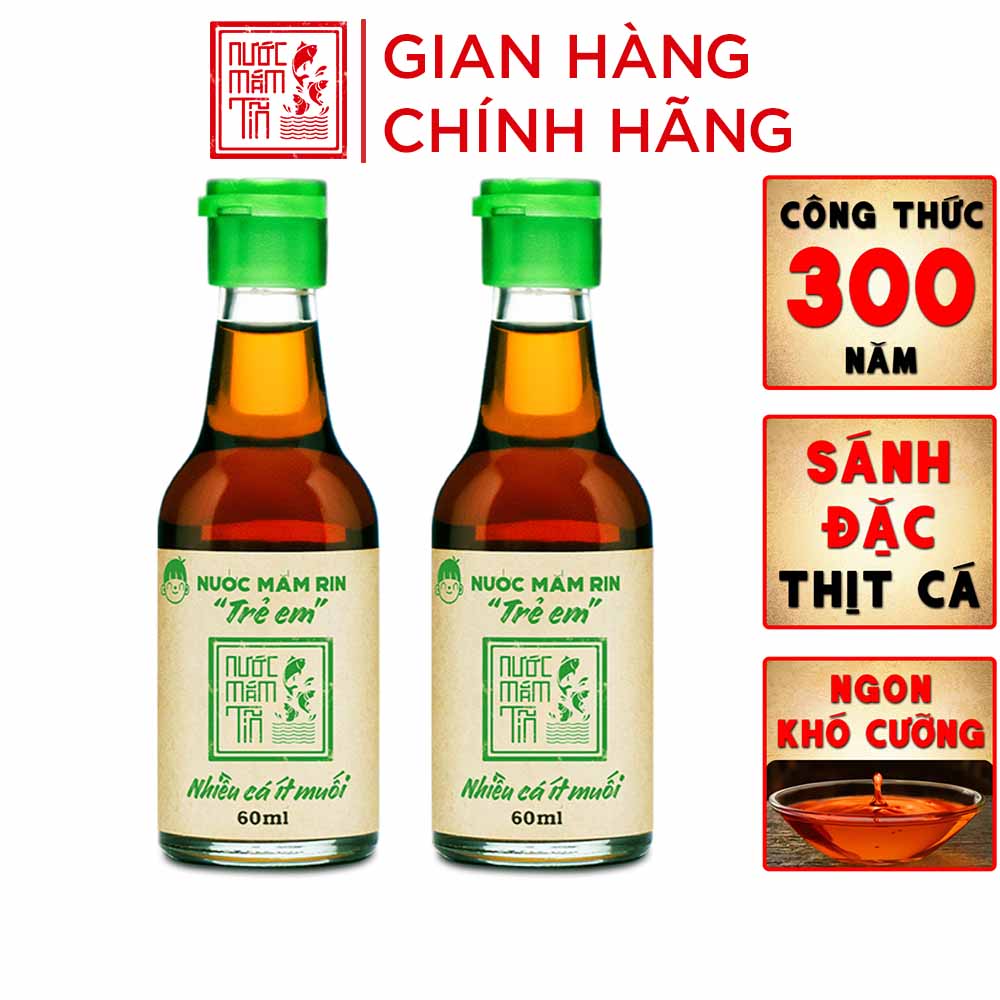 Đặc Sản Phan Thiết - Combo 2 Chai Nước Mắm Tĩn Ăn Dặm Cho Bé Độ Đạm 42N Làm Từ Cá Cơm Than Nguyên Chất (60Ml/Chai)