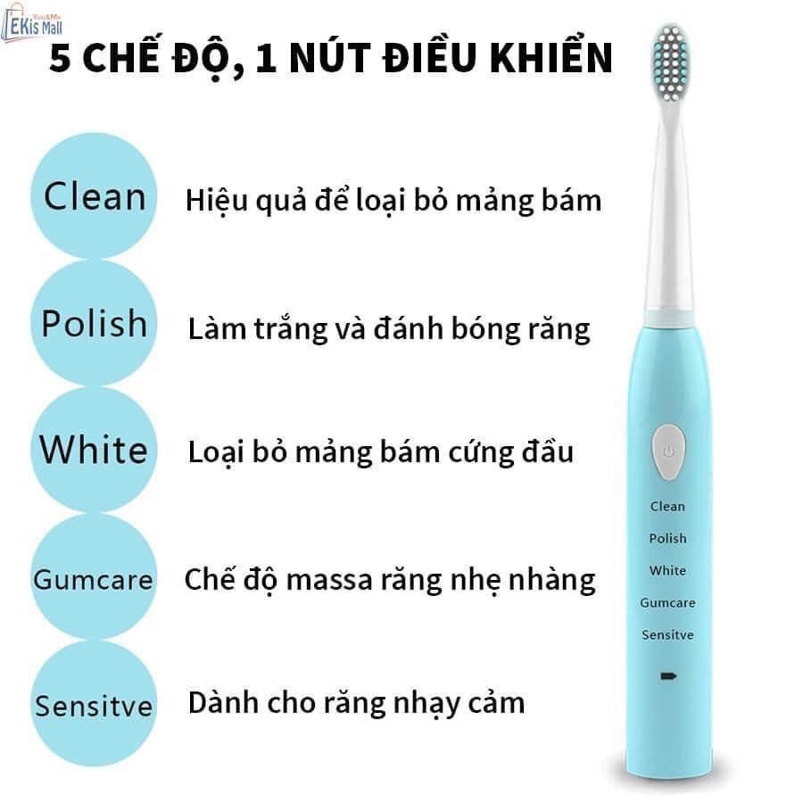 BÀN CHẢI ĐIỆN TỰ ĐỘNG ĐÁNH RĂNG 5 CHẾ ĐỘ -TẶNG 4 ĐẦU CHẢI