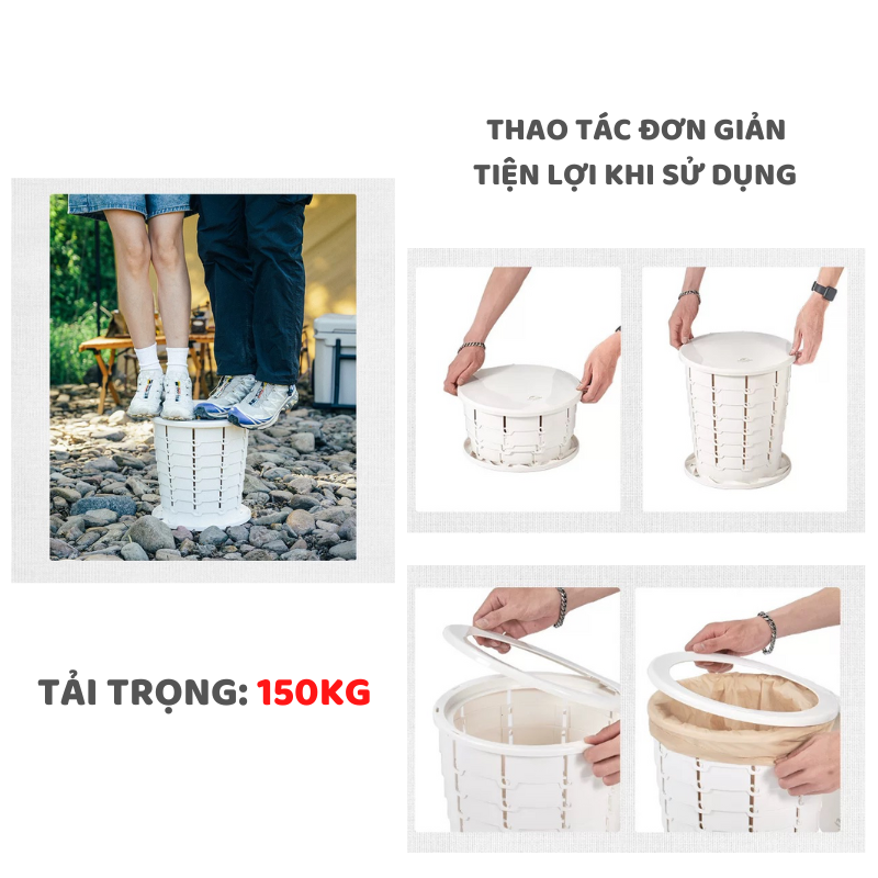 TOILET GẤP GỌN, BỒN VỆ SINH, GHẾ VỆ SINH ĐA NĂNG CẮM TRẠI DÃ NGOẠI NH22SJ00B