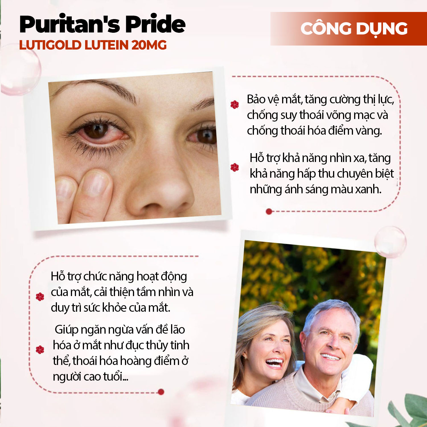 Viên Uống Bổ Mắt Tăng Cường Thị Lực Puritan's Pride Lutigold Lutein 20mg 30 viên