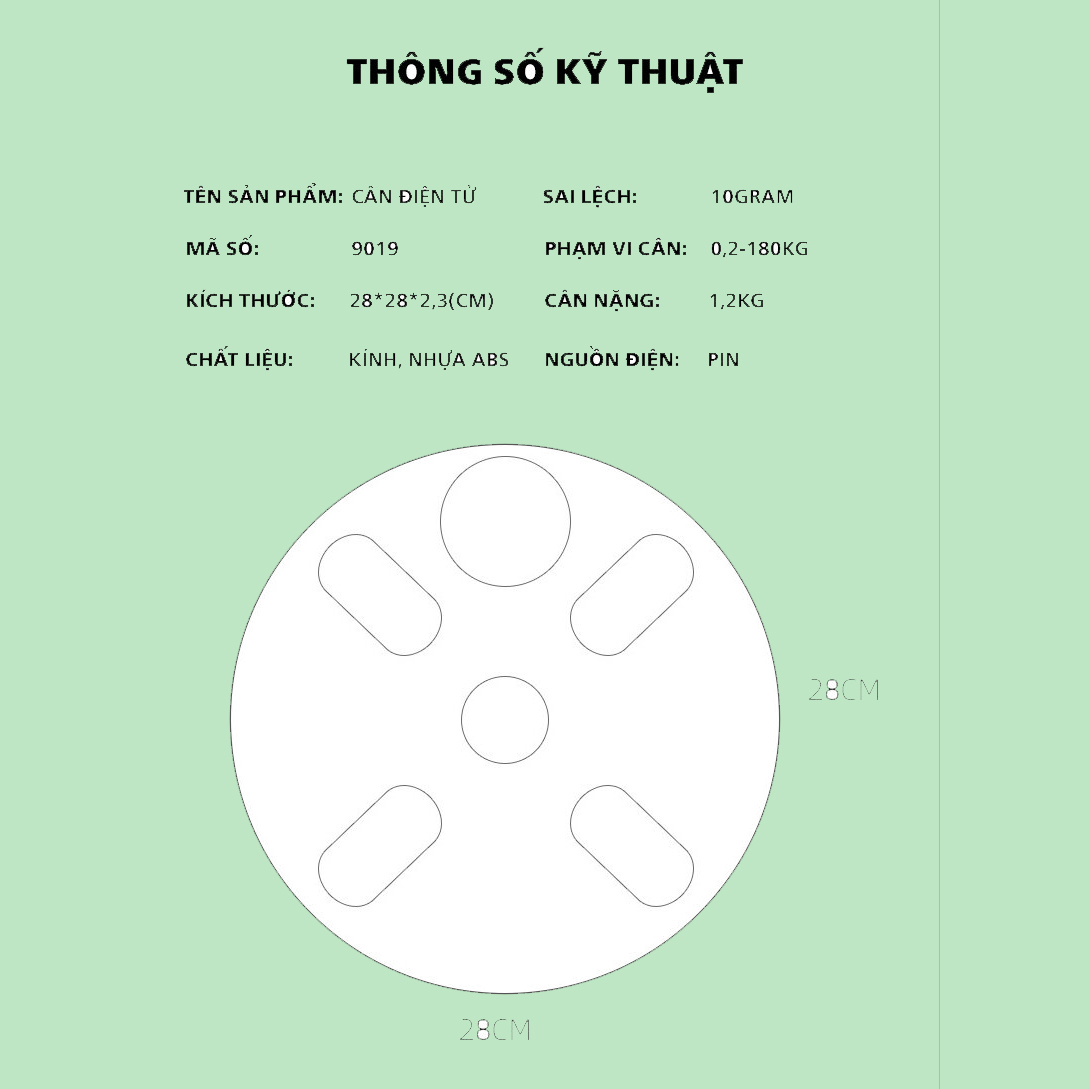 Cân Điện Tử, Cân Sức Khỏe Kết Nối Bluetooth Đo chỉ số sức khỏe, Kiểm soát Ăn uống Hoạt động thể thao - Cân Tròn Bluetooth