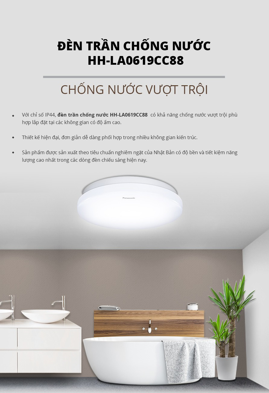 Đèn ốp trần nổi Panasonic Simple Ceiling 1G Loại cảm biến và chống thấm IP44 Công suất 12W/18W