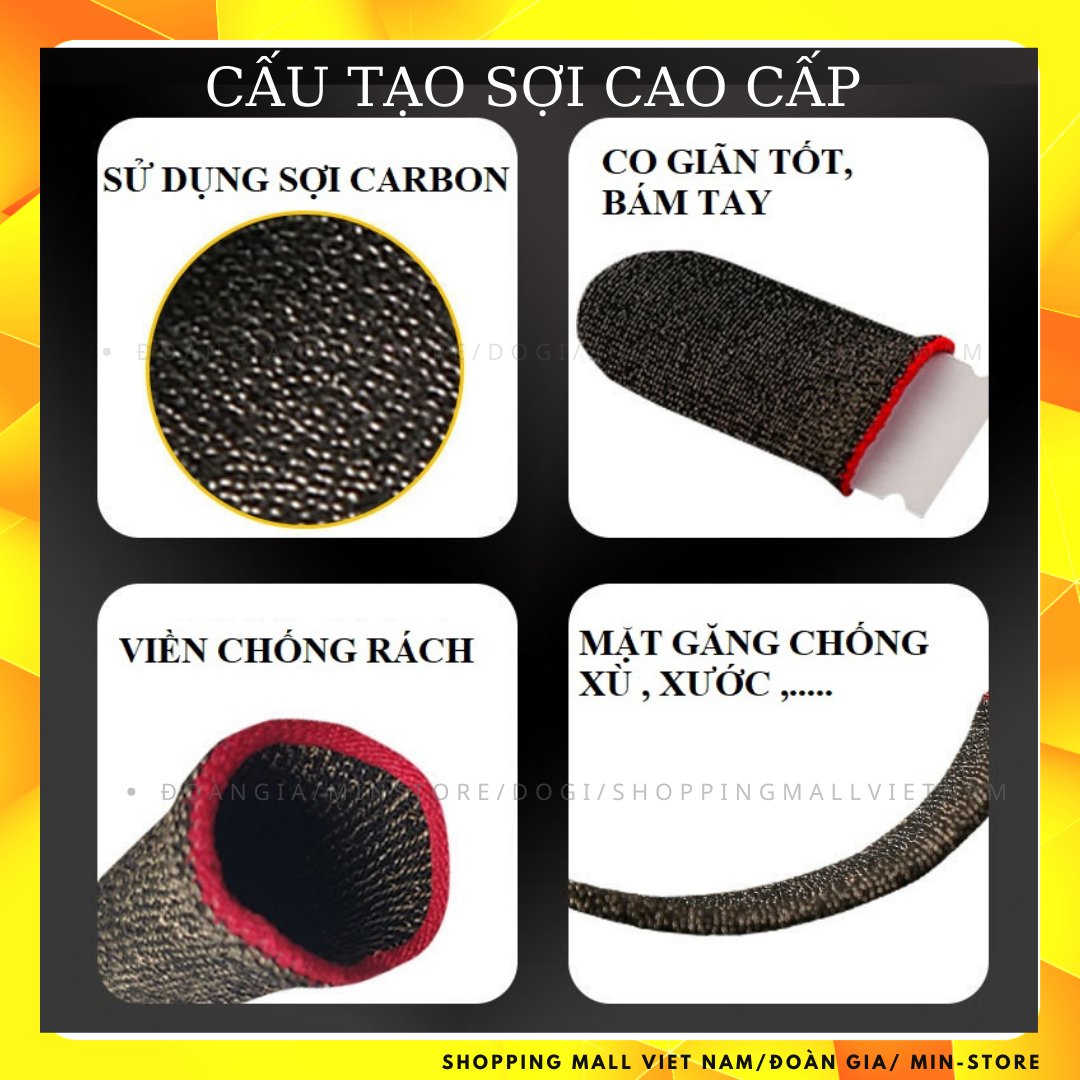 Bao Tay Chơi Game sợi carbon màu đỏ đen chuyên Pubg, Liên Quân, leo rank ...Găng tay chơi game Chống Mồ Hôi, Siêu Nhạy, Co Giãn Cực Tốt