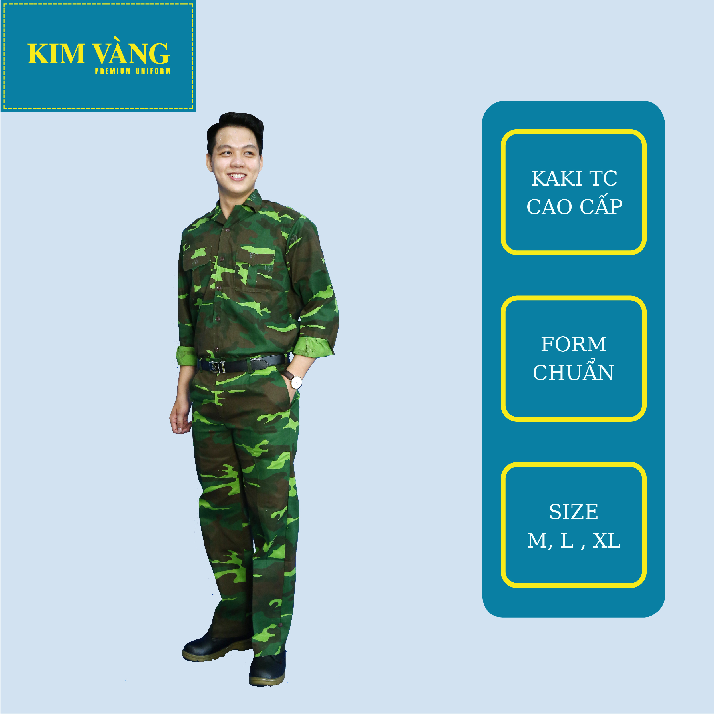 Bộ quần áo lính đồng phục quân dân rằn ri chất liệu kaki TC cao cấp