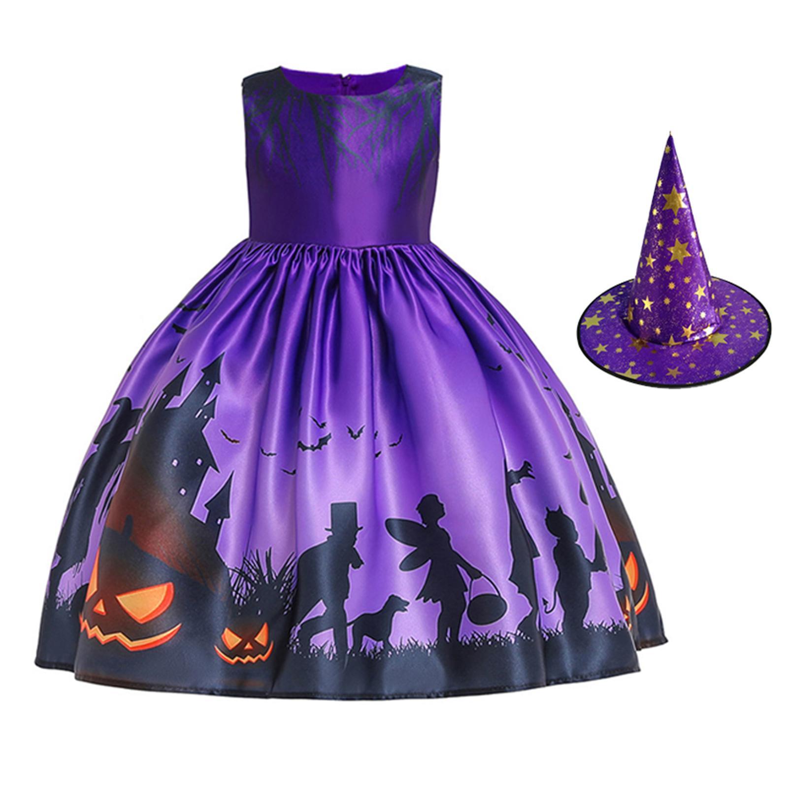 Girl Halloween Costume Dress Fancy Dress up Witch Dress for Girls Outfit