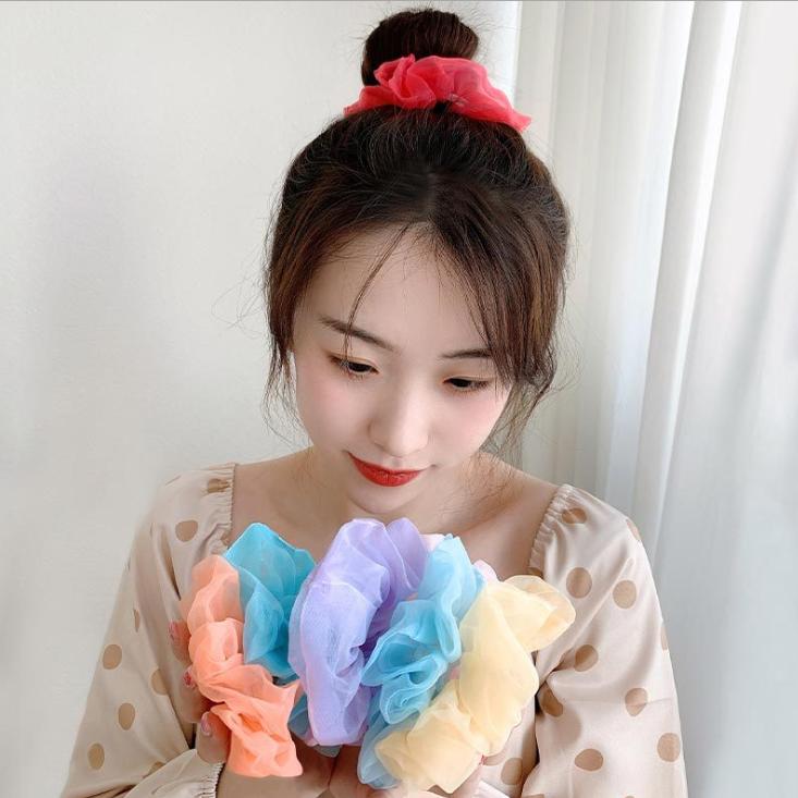 Dây buộc tóc voan tinh tế vòng lớn Scrunchies dễ thương HD42