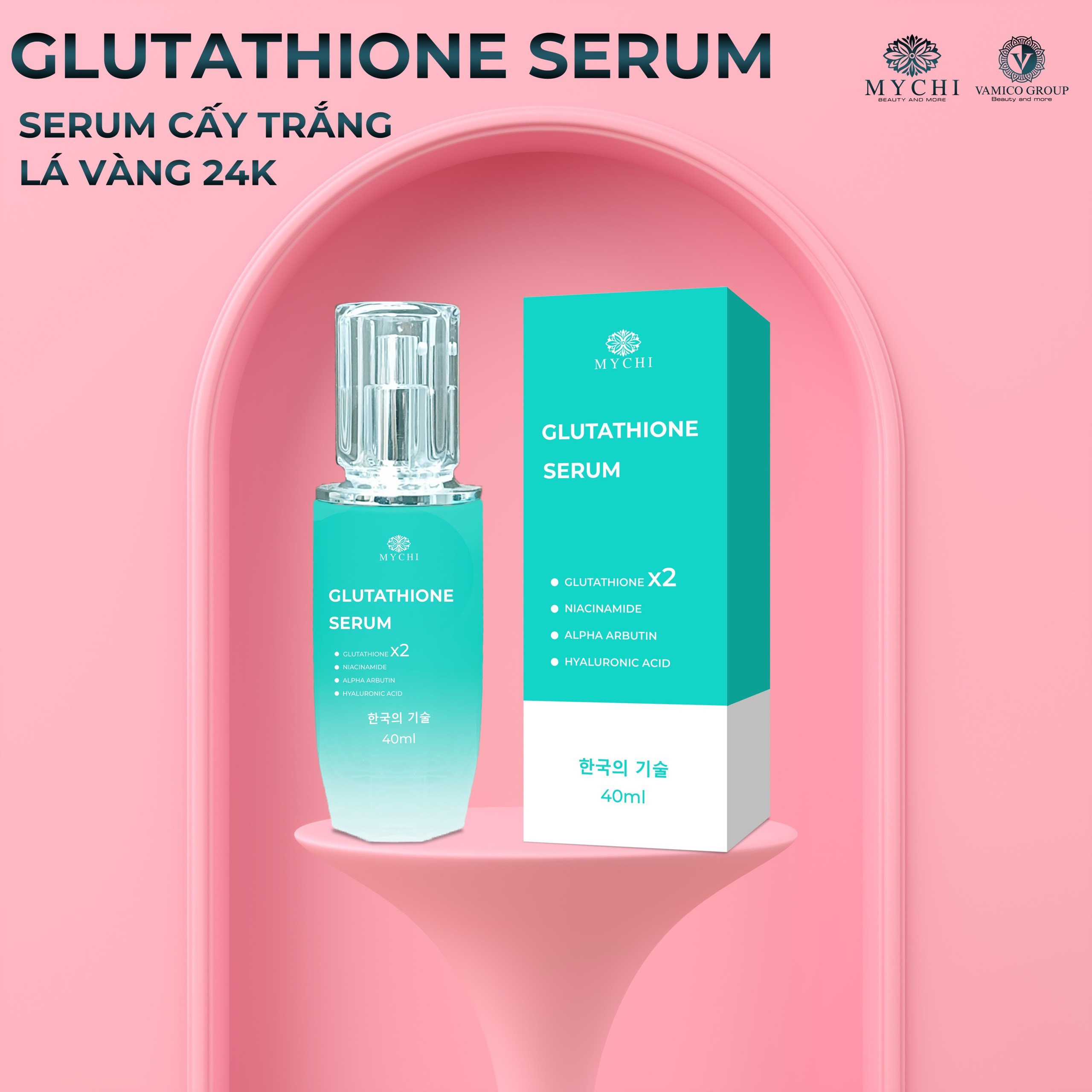 Serum Mychi - Serum cấy trắng lá vàng 24k  glutathione