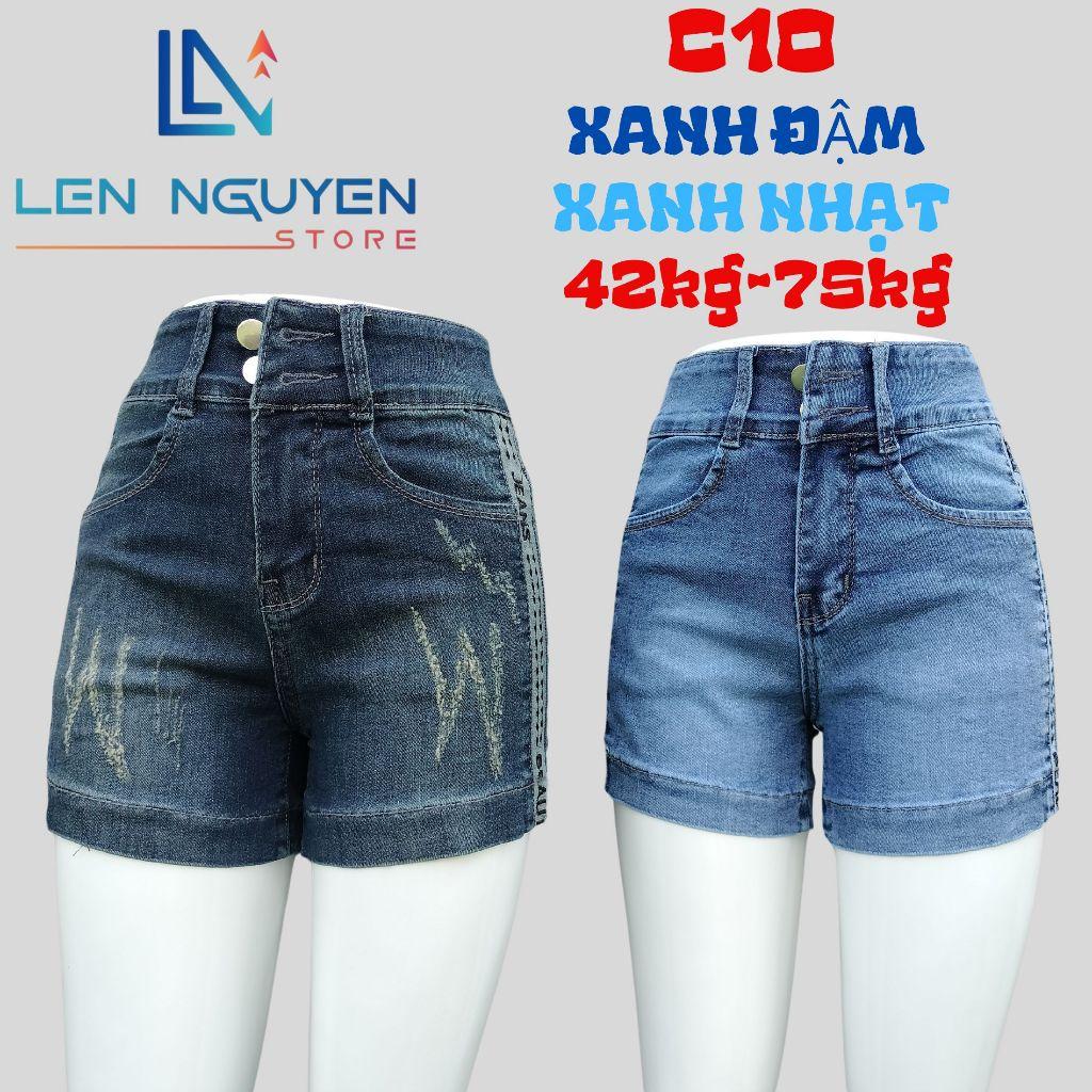 C10_Quần jean nữ, đùi, lưng cao, quần bò nữ dáng ôm, quần rin nữ có big size, cho 42kg đến 75kg,LEN NGUYEN STORE - Xanh Nhạt