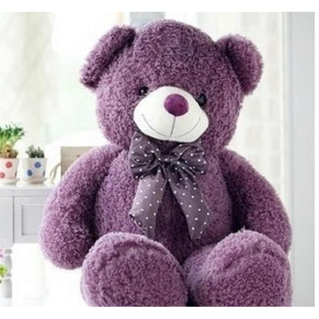 Gấu Teddy lông xù nhồi bông tím