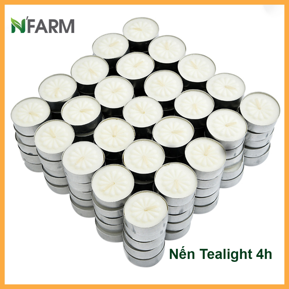 Hộp 100 Viên Nến Tealight Sáp Cọ N'Farm An Toàn Sức Khỏe (4 giờ)/ Dùng kết hợp đèn xông và tinh dầu/ Khử mùi và đuổi côn trùng hiệu quả.