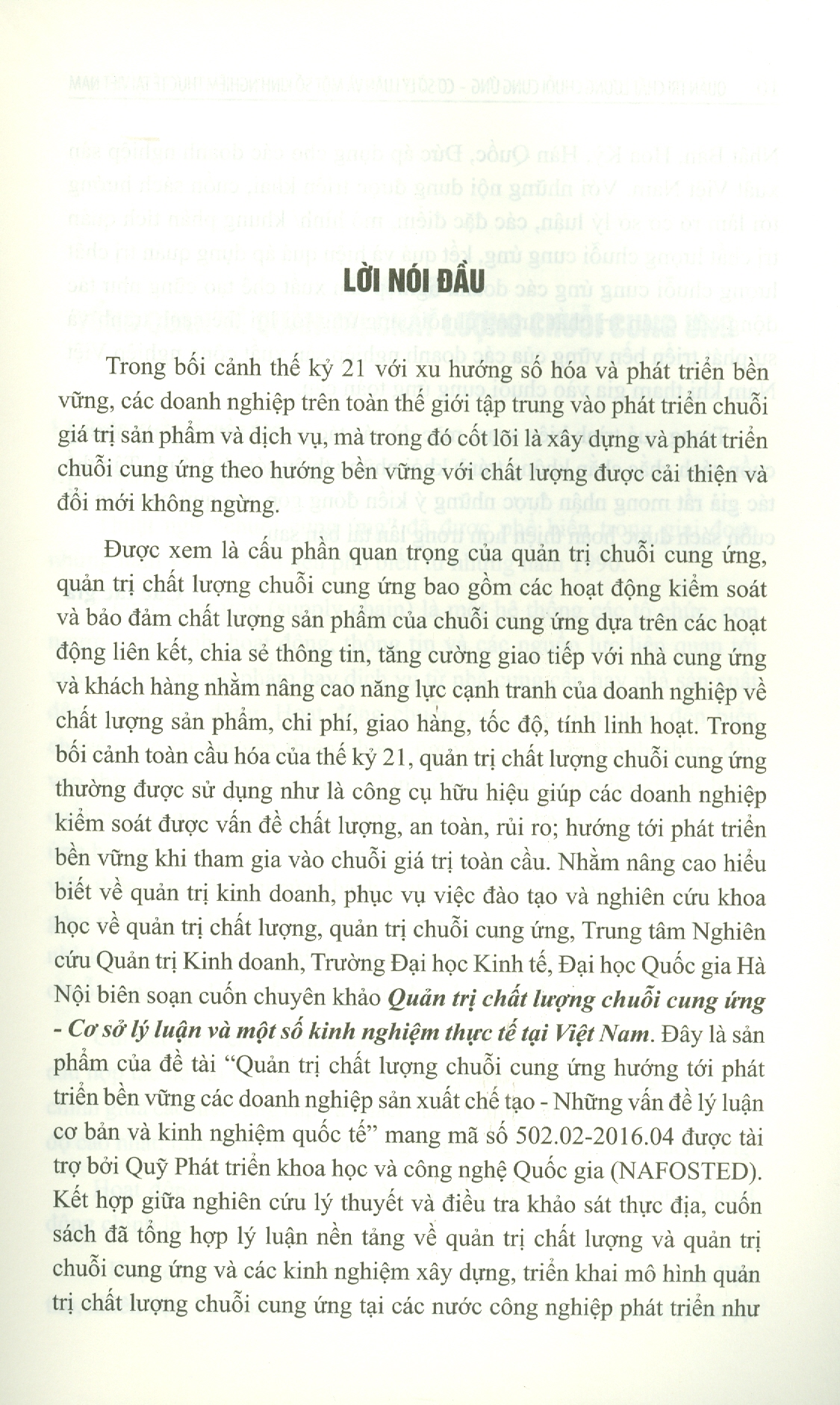 Quản Trị Chất Lượng Chuỗi Cung Ứng - Cơ Sở Lý Luận Và Một Số Kinh Nghiệm Thực Tế Tại Việt Nam