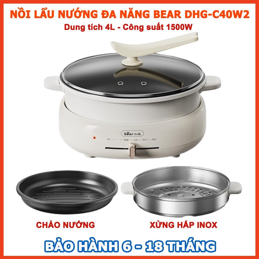 Nồi Lẩu Điện Đa Năng Bear 4L 1500W, Nồi Lẩu Nướng Đa Năng 3In1, Anh Lam Store - Hàng Chính Hãng - C40W24Lcao Cấp