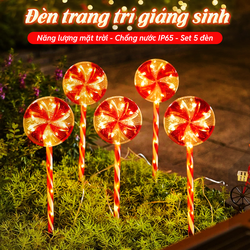 Đèn trang trí năng lượng mặt trời kẹo giáng sinh, tiết kiệm điện, bóng siêu sáng, chống thấm nước - DA3197