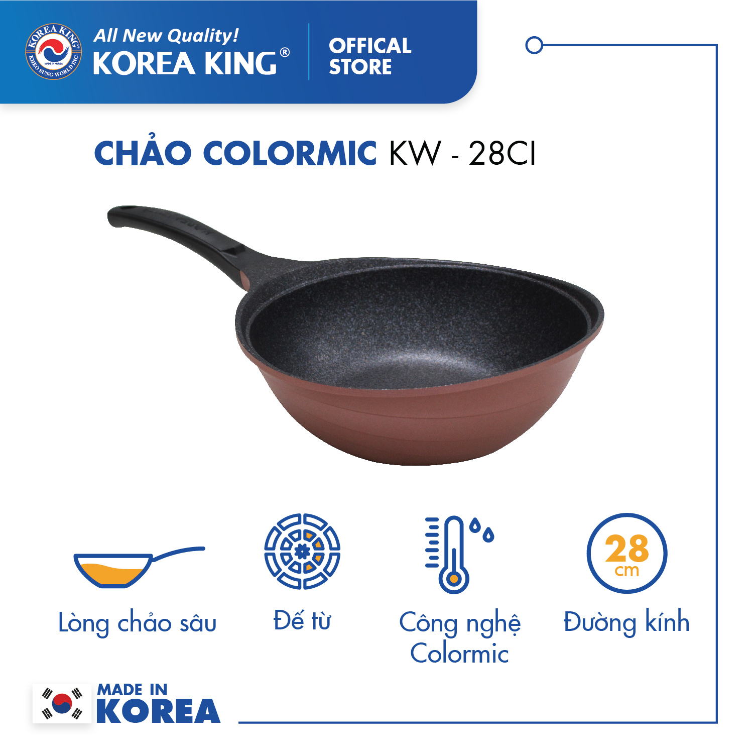 Chảo sâu Colormic Korea King KW-28CI (size 28cm)