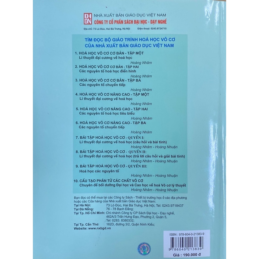 Bài Tập Hóa Học Vô Cơ Quyển 3- Hòa học các nguyên tố