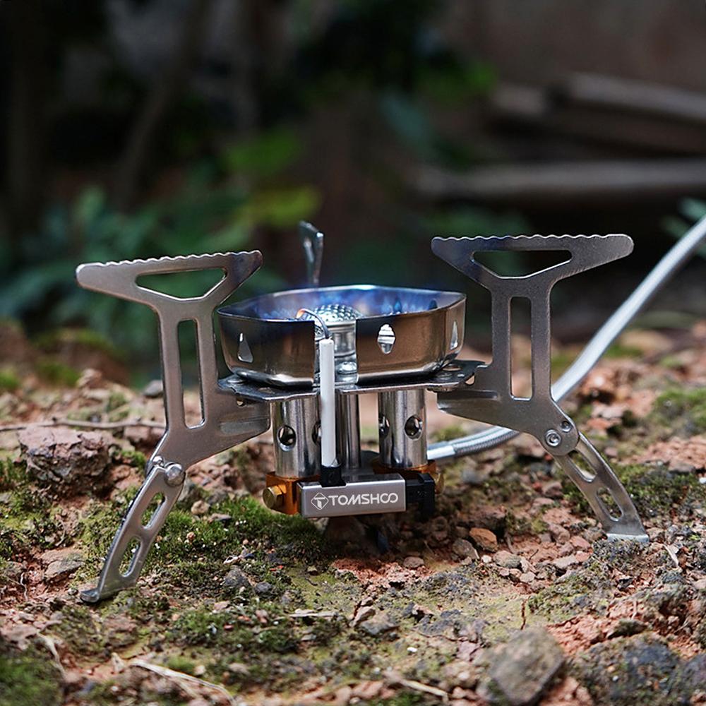 TOMSHOO 5800W Foldable Camping Gas Stove 3 Burners Piezo Ignition Lightweight Windproof Backpacking Stove Outdoor Cooking Stove for Camping Hiking Picnics