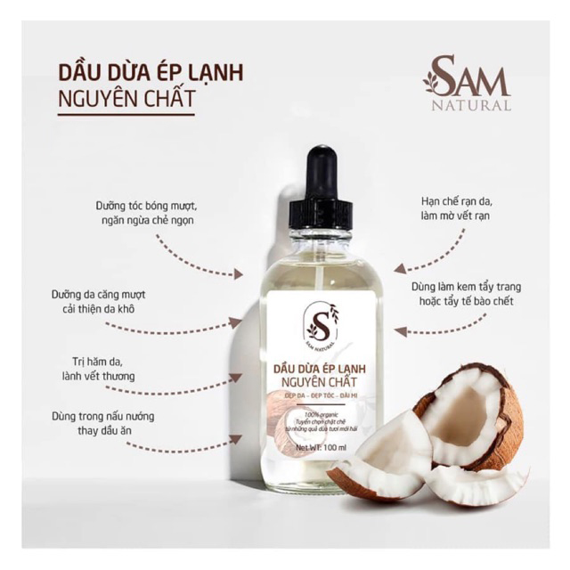 Dầu Dừa Ép Lạnh Sam Natural (100ml)