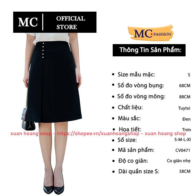 Chân Váy Chữ A Công Sở Nữ, Lưng Cao, Dáng Xòe Mc Fashion, Chất Co Giãn, Đủ Size, Màu Đen Cv0471