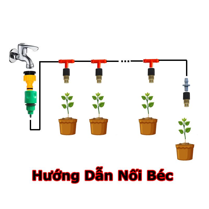 Bộ Kít Tưới Cây Phun Sương 10/15/20 Béc Đồng Đơn Tưới Cây Sân Vườn Ban Công