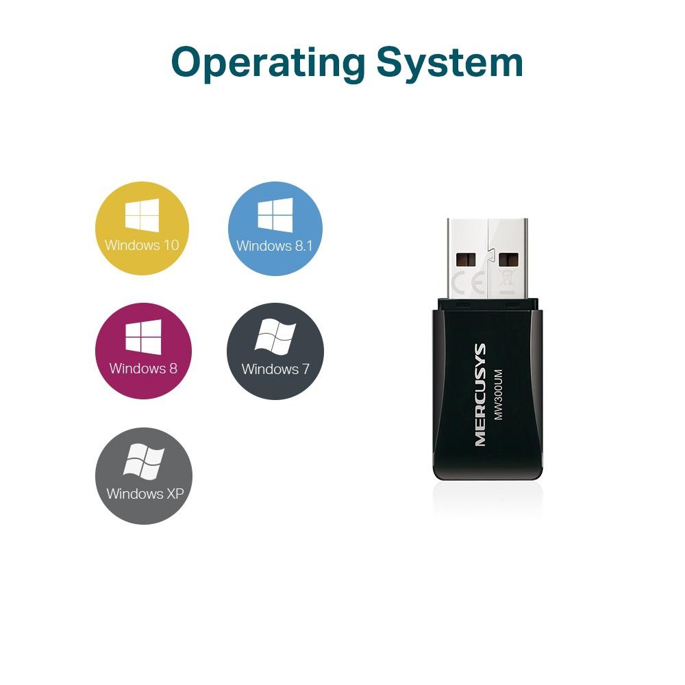 Usb thu wifi cho pc, laptop usb wifi Mercusys mini N300 MW300UM, usb thu sóng wifi - Hàng chính hãng