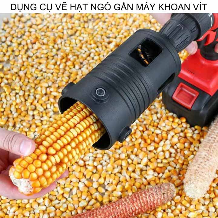 Dụng cụ tách hạt ngô thế hệ mới gắn máy khoan vít, dễ dàng điều chỉnh độ lớn