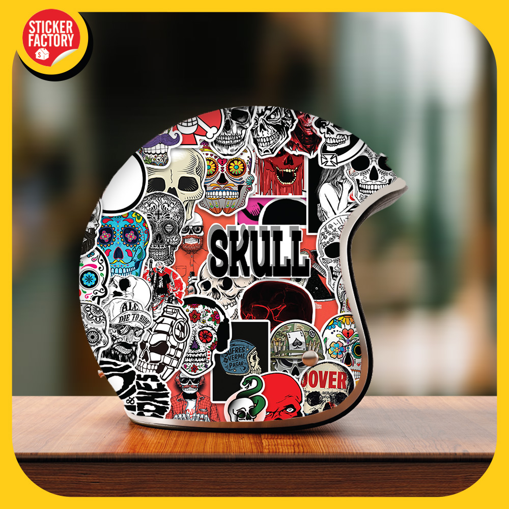 Skull - Set 100 sticker decal hình dán nón bảo hiểm, laptop, xe máy, ô tô - STICKER FACTORY