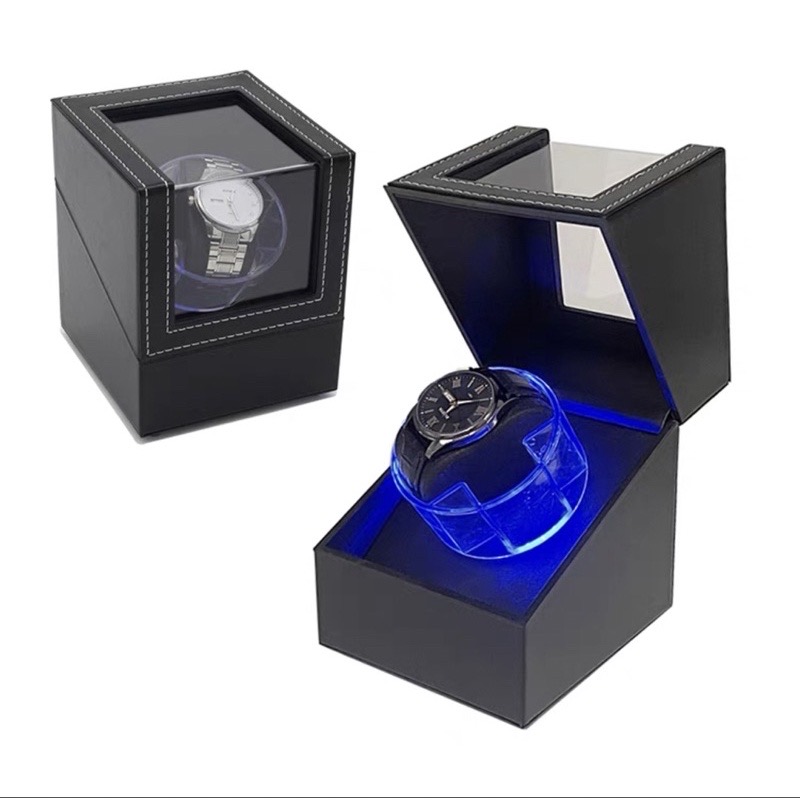 Hộp Xoay Đồng Hồ Cơ Có Đèn Led Tự Động Ngừng Khi Mở Nắp Hộp
