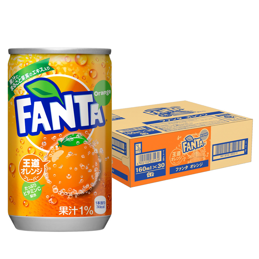 Thùng 30 lon Nước Giải Khát Có Ga Fanta Mini Vị Cam 160ml - Hàng nội địa Nhật