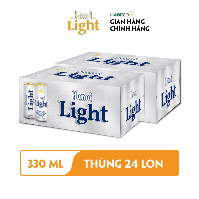 Combo 2 Thùng Bia Hanoi Light - Thùng 24 lon 330ml