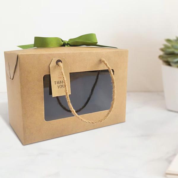 Hộp Xếp Kraft Quai Xách Kính - 19 x 13 x 10 cm - Linh Lan