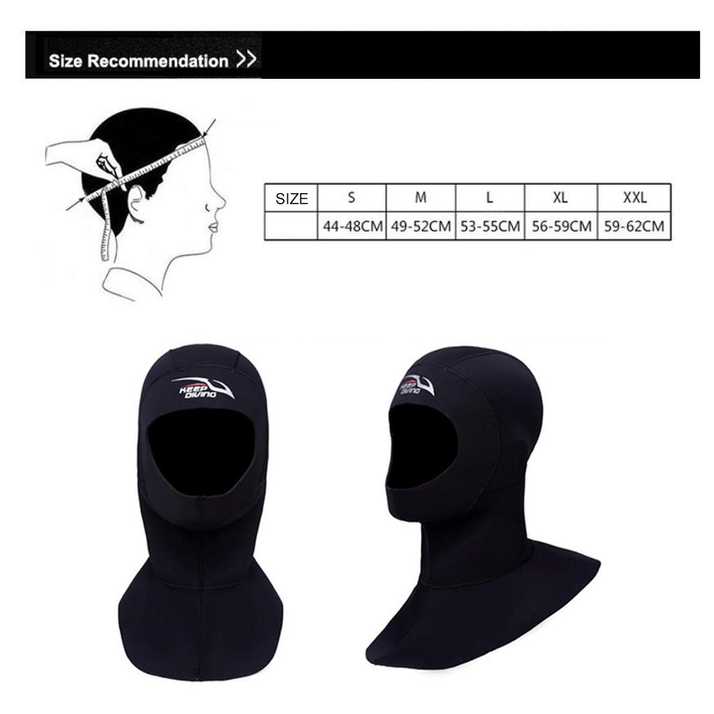 Diving Wetsuit Hood Adults Surfing Thermal Hat Dive Gear Black S