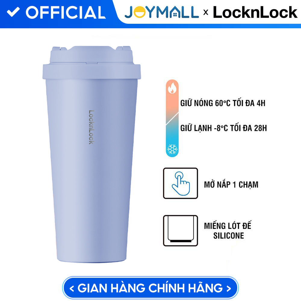 Ly giữ nhiệt LocknLock 550ml màu xanh biển nhạt độc quyền LHC3249LBLU - Hàng chính hãng, mở nắp một chạm, chất liệu thép không gỉ miệng ly rộng - JoyMall