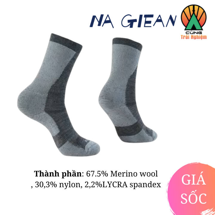 Tất Lông Cừu Merino Cao Cổ Cao Cấp Chuyên Dụng Thể Thao, Dã Ngoại, Leo Núi,Trekking Na Giean NGCM0002