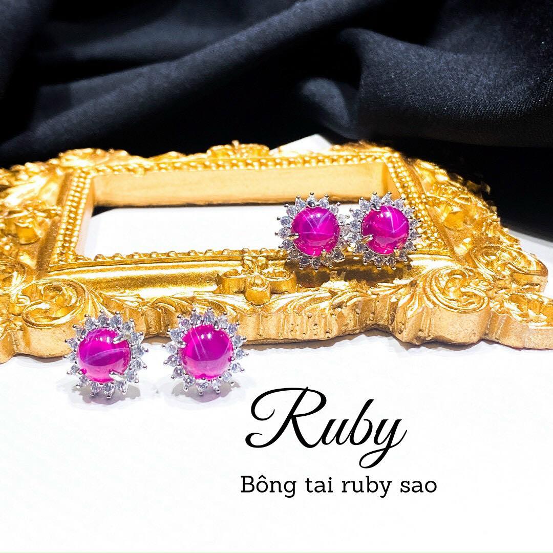 Bông tai, hoa tai đá ruby sao