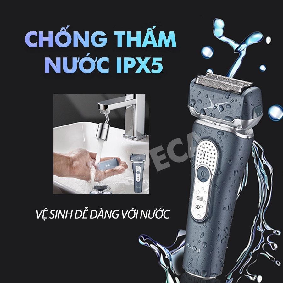 Máy cạo râu chuyên nghiệp Kemei KM-111 có thể cạo khô và ướt sạc nhanh USB tiện lợi